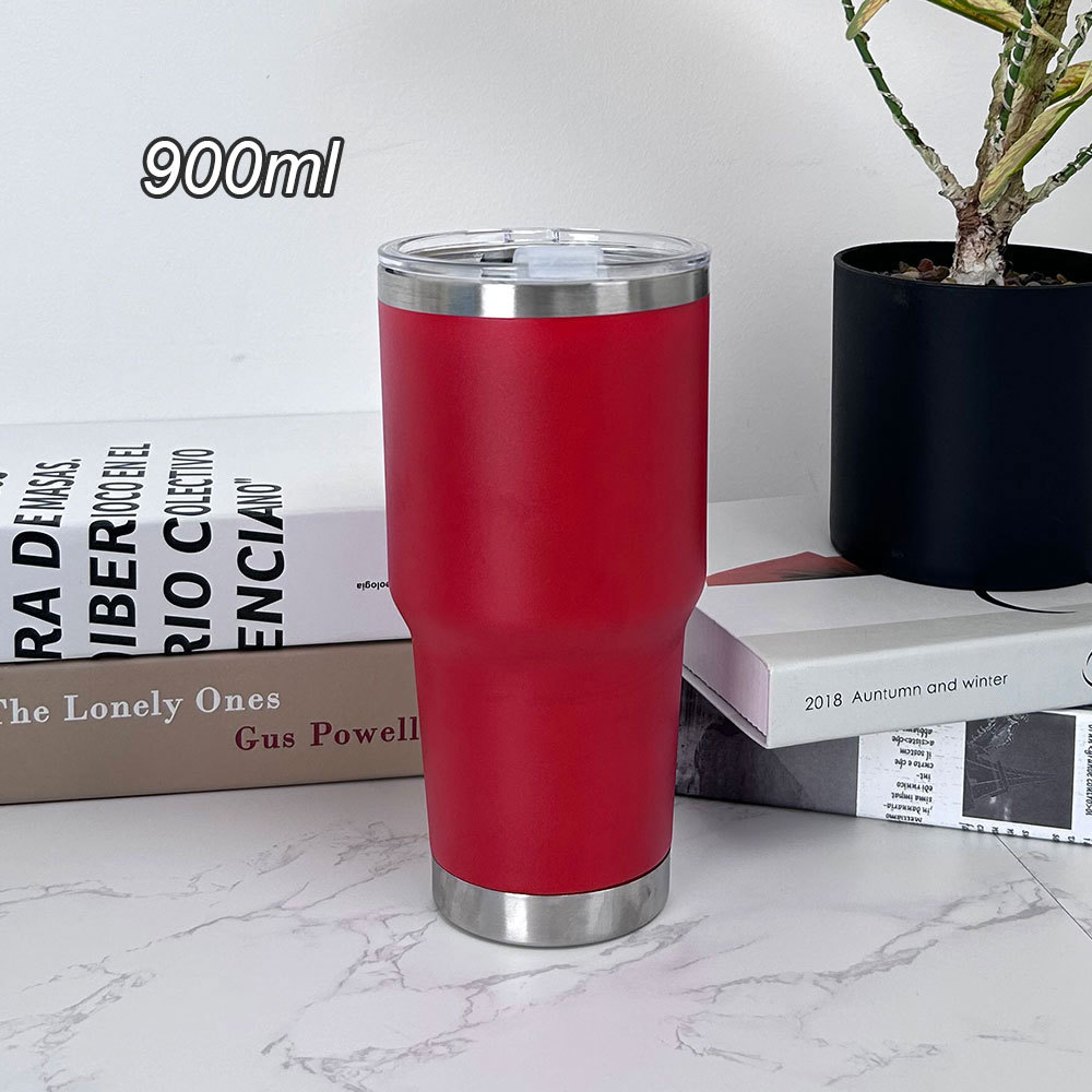 1 pieza Taza termo de acero inoxidable 900ml, taza de café con tapa, apta para deportes, camping y picnics