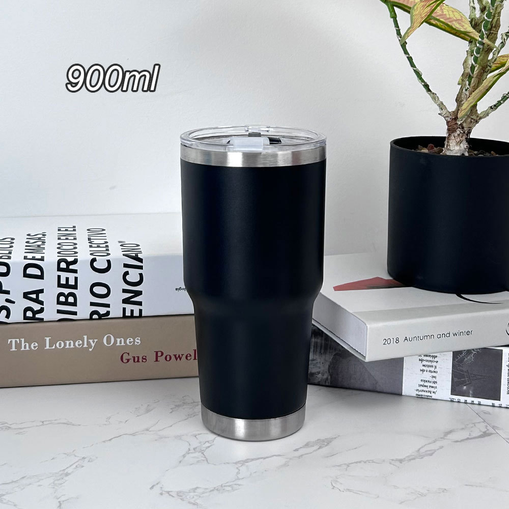 1 pieza Taza termo de acero inoxidable 900ml, taza de café con tapa, apta para deportes, camping y picnics