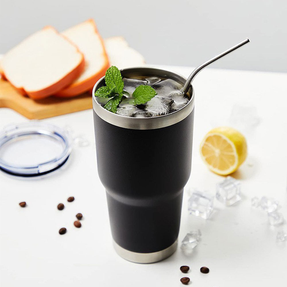 1 pieza Taza termo de acero inoxidable 900ml, taza de café con tapa, apta para deportes, camping y picnics