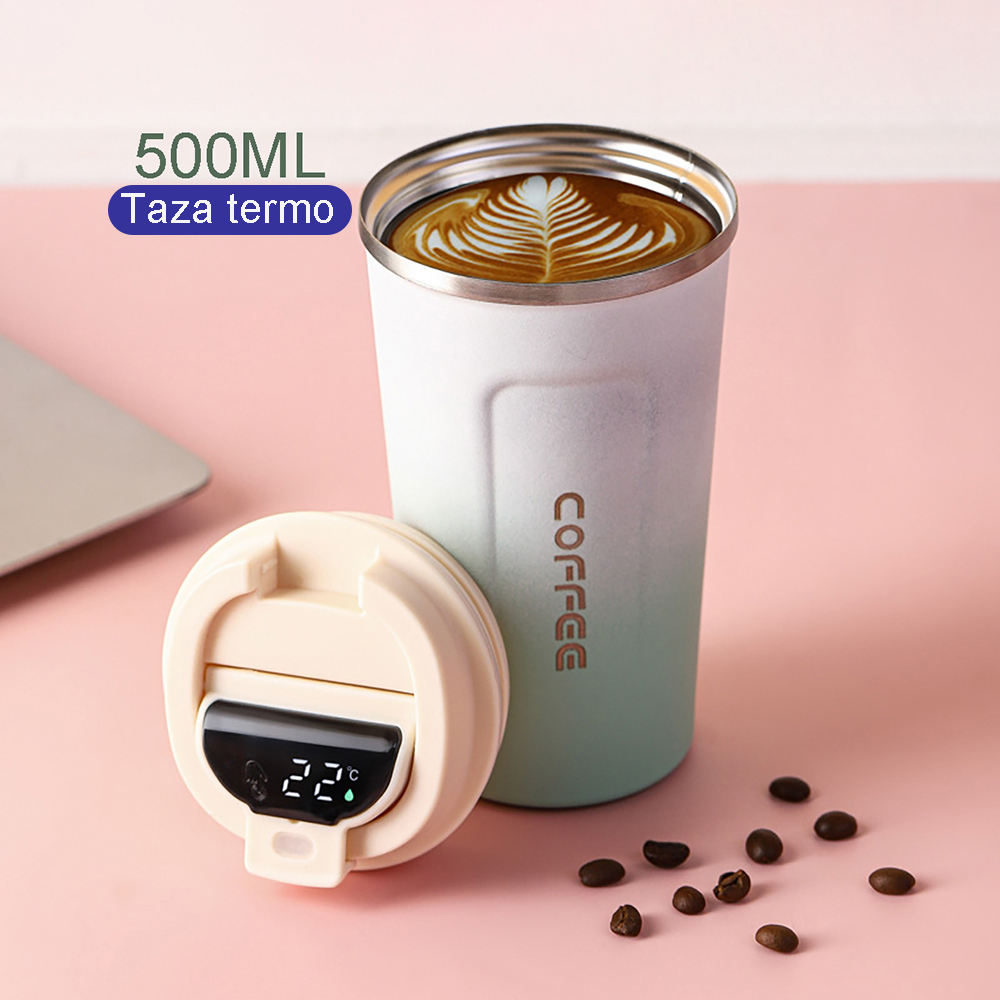 Taza de café de acero inoxidable de doble capa de 500 ml, taza de temperatura inteligente con pantalla digital