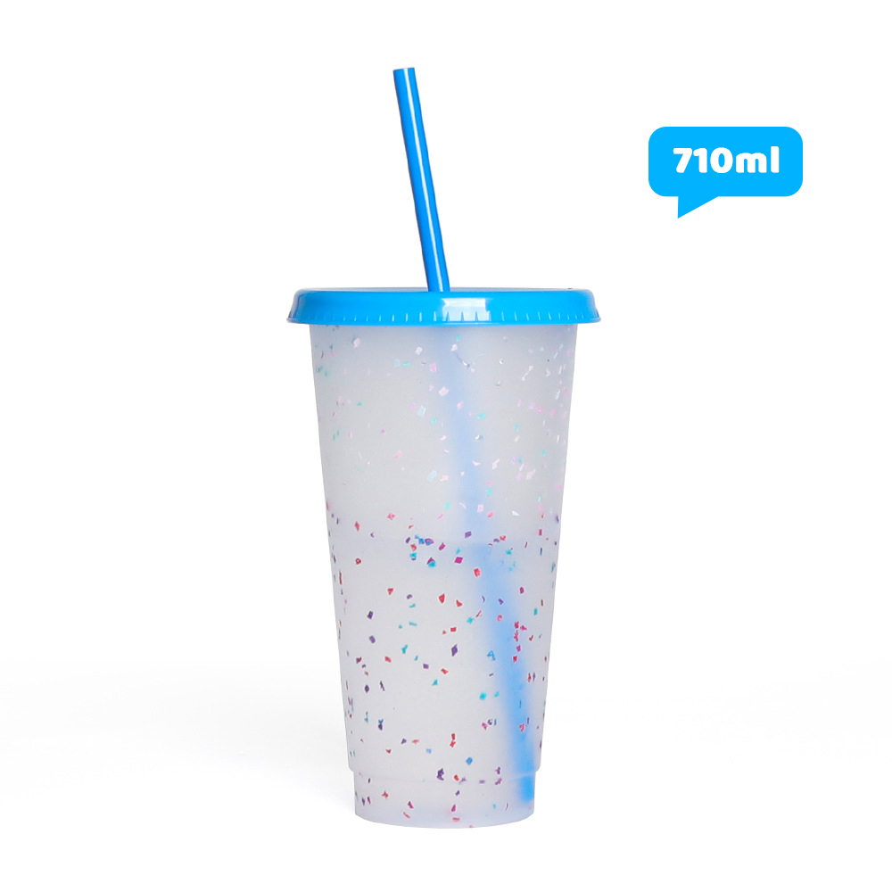 Conjunto de 5 Taza que cambia de color con tapa y pajita 700ml
