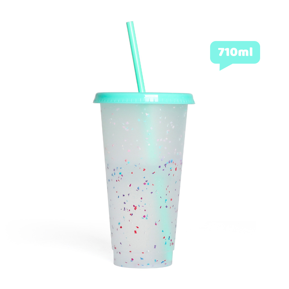 Conjunto de 5 Taza que cambia de color con tapa y pajita 700ml