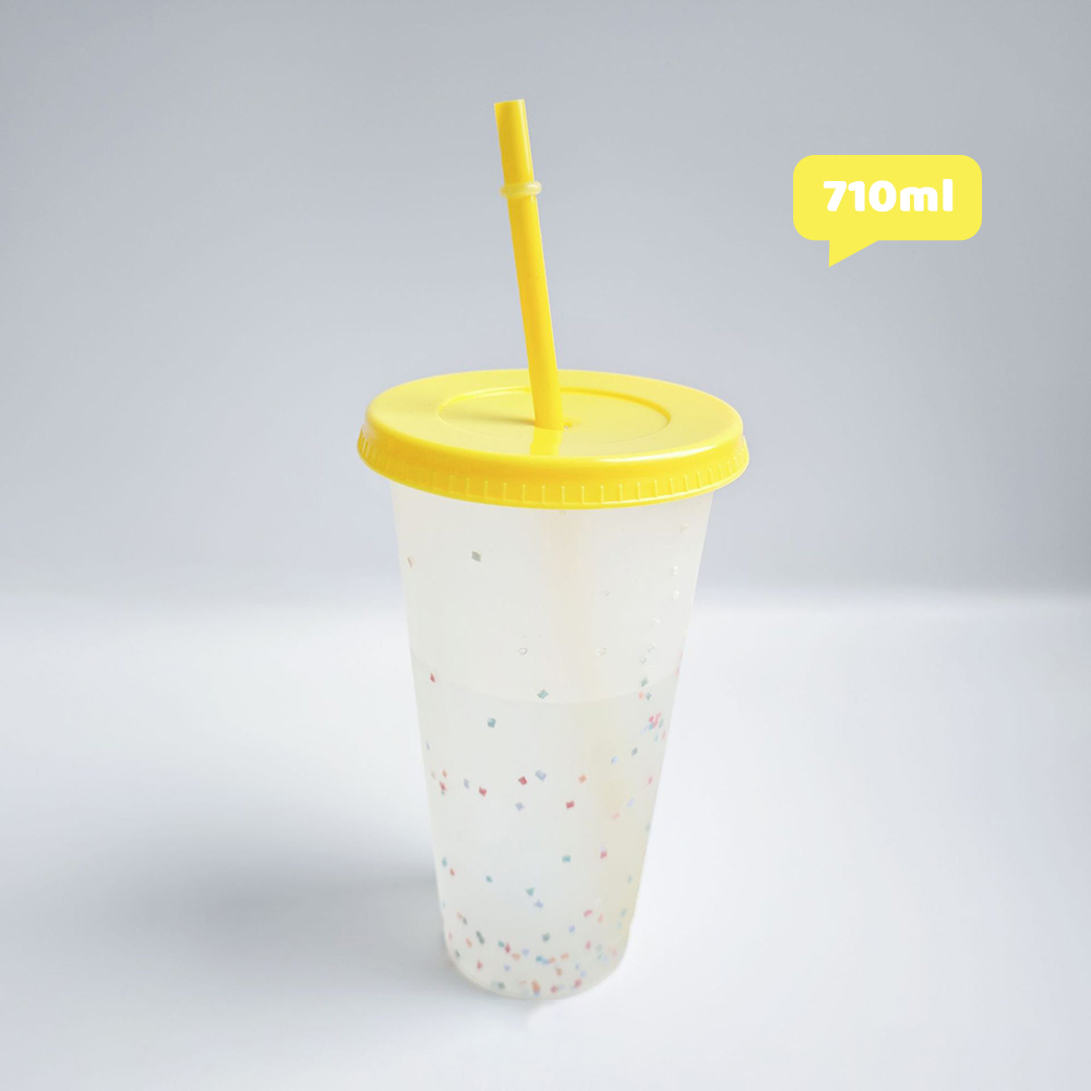 Conjunto de 5 Taza que cambia de color con tapa y pajita 700ml