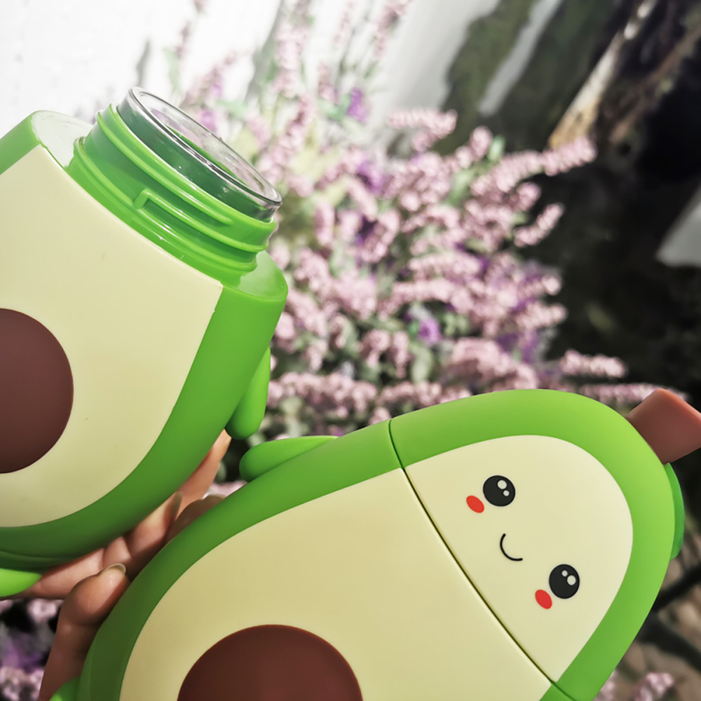 Vaso de agua portátil de vidrio con diseño de aguacate de 280 ml