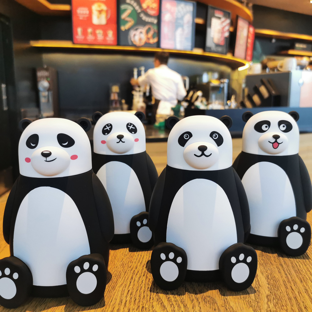 320ml Taza de agua con diseño de panda de dibujos animados, vaso de vidrio aislante de doble capa