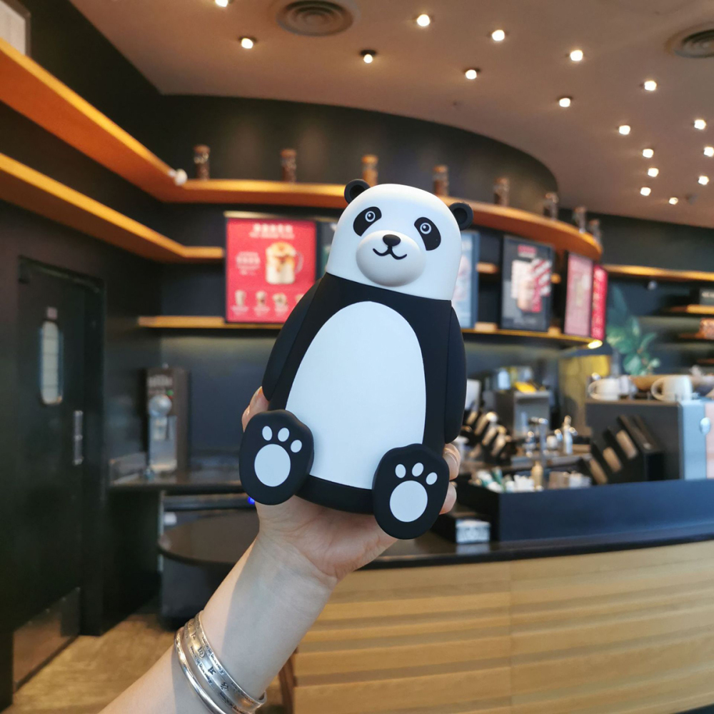 320ml Taza de agua con diseño de panda de dibujos animados, vaso de vidrio aislante de doble capa