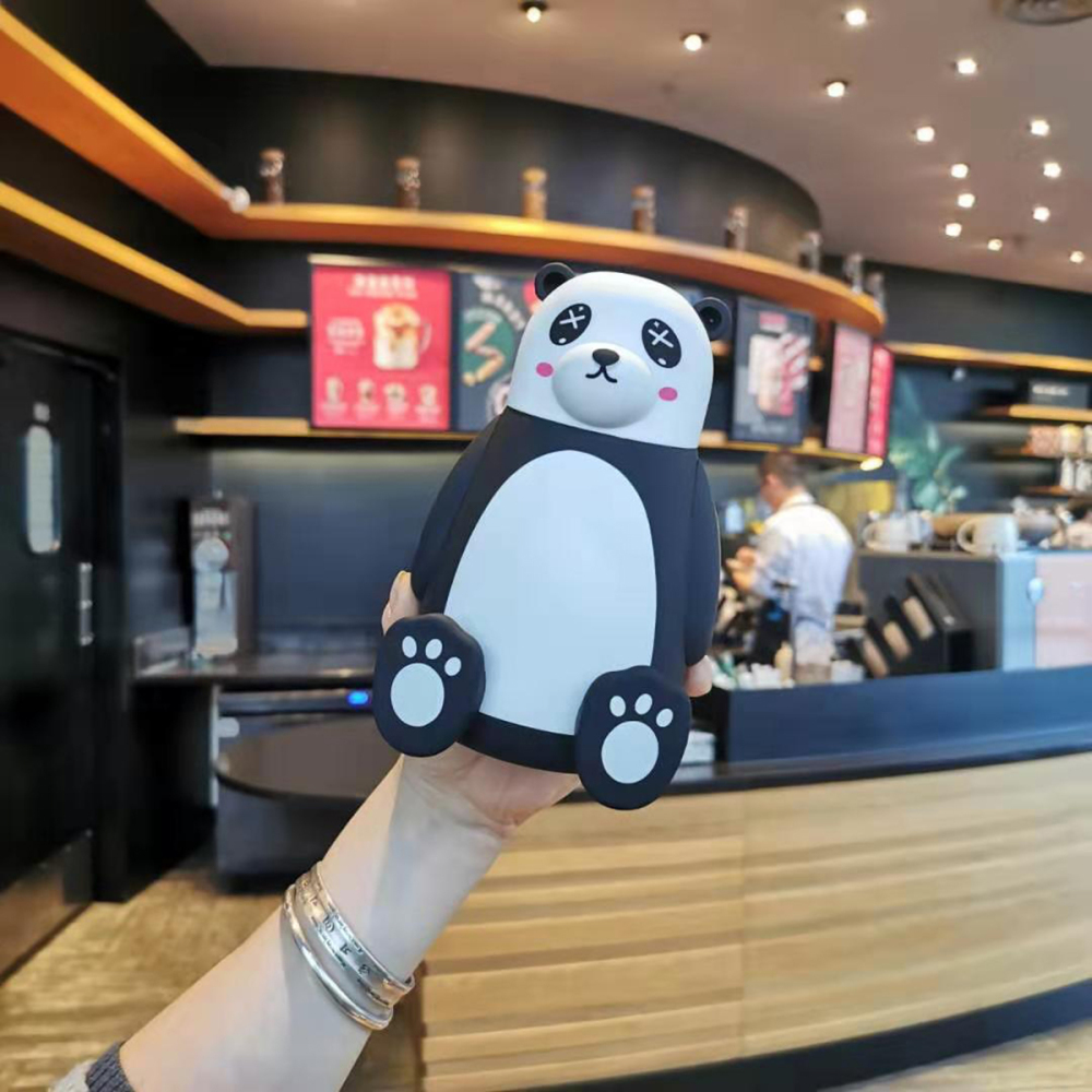 320ml Taza de agua con diseño de panda de dibujos animados, vaso de vidrio aislante de doble capa