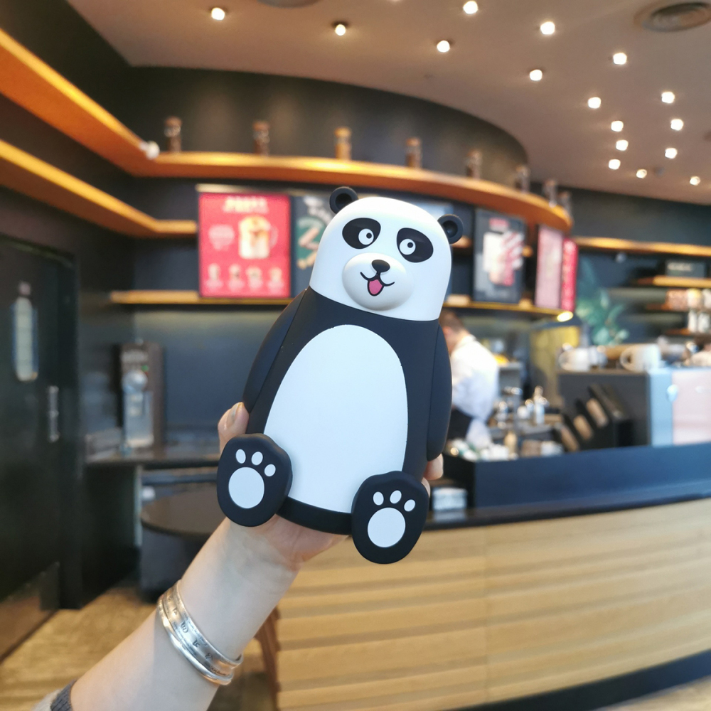 320ml Taza de agua con diseño de panda de dibujos animados, vaso de vidrio aislante de doble capa