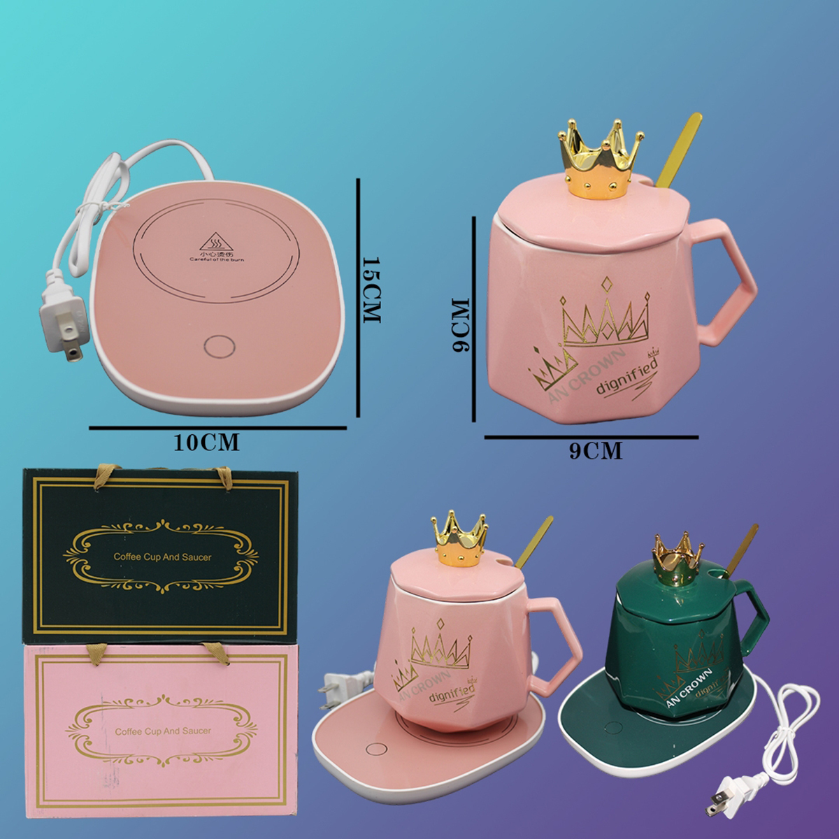 Taza de cerámica de 420 ml, calentador de temperatura constante
