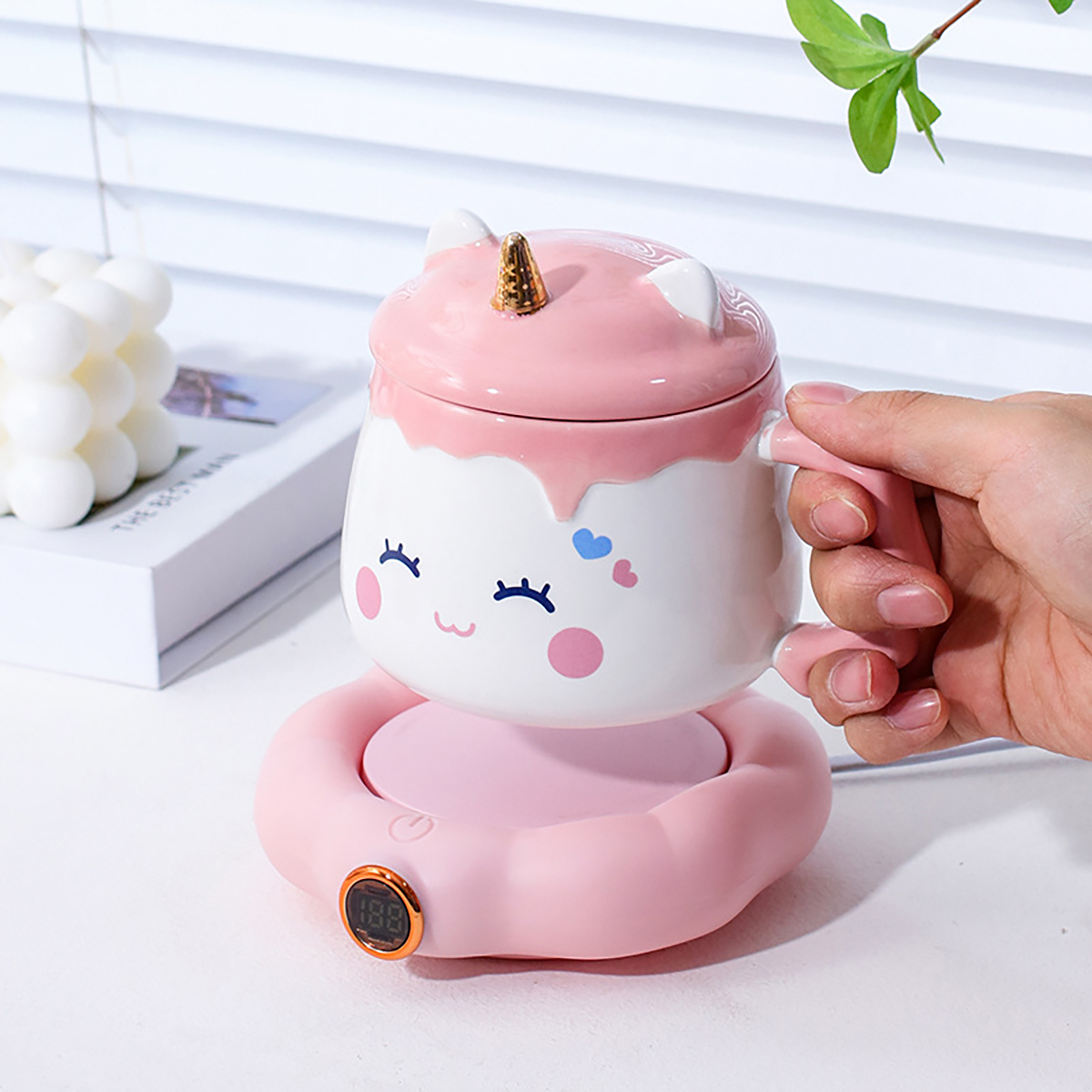 Set de tazas termostáticas, taza con tapa de 400ML
