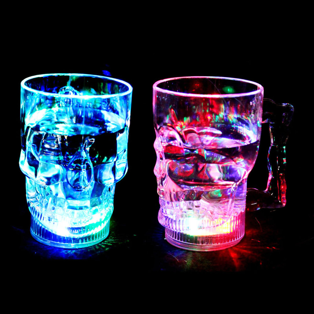 400ml Jarra de cerveza LED intermitente de colores, calavera
