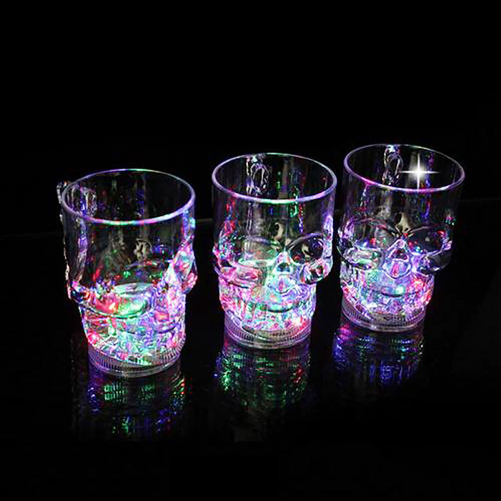 400ml Jarra de cerveza LED intermitente de colores, calavera