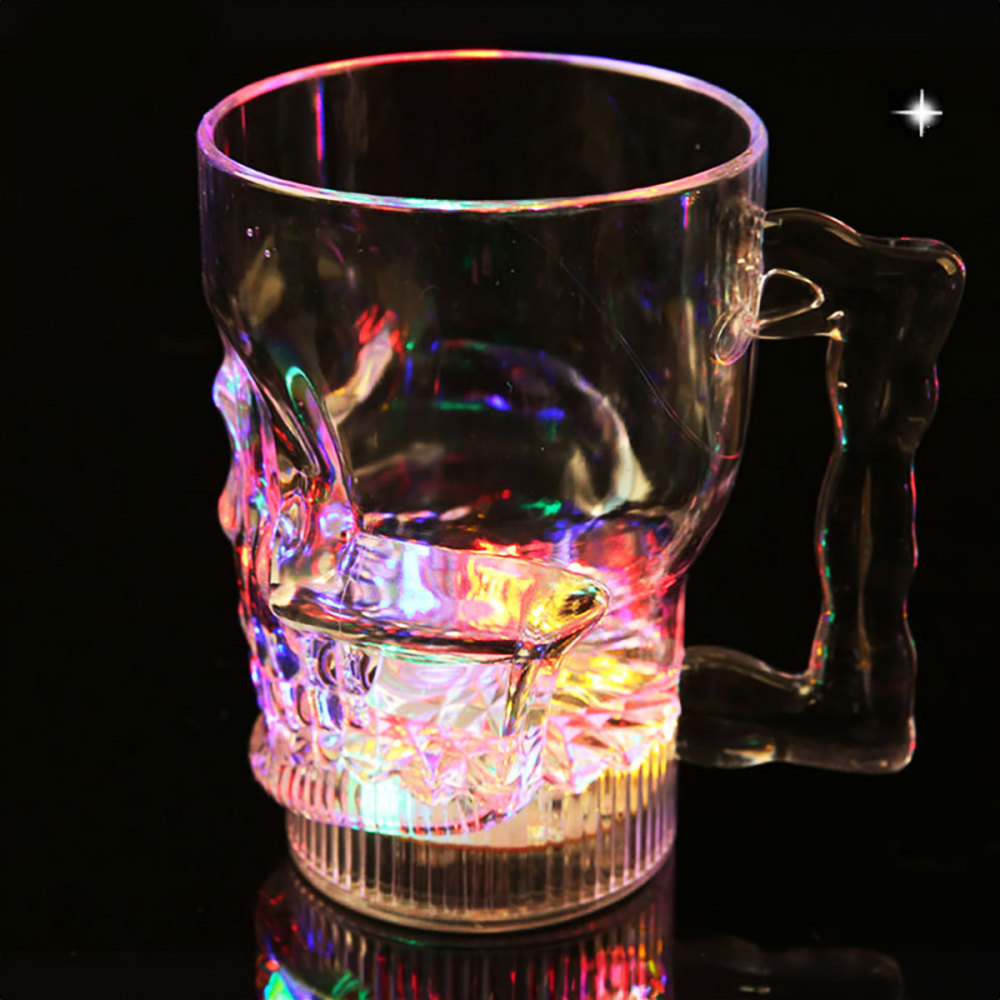 400ml Jarra de cerveza LED intermitente de colores, calavera