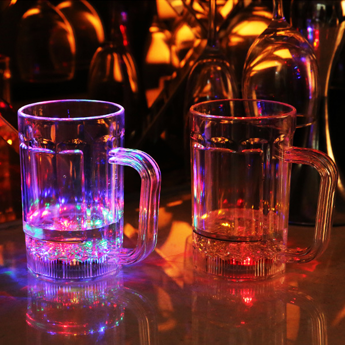 Jarra de cerveza recta de 480 ml, luz con sensor