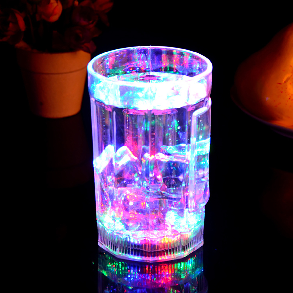Jarra de cerveza recta de 480 ml, luz con sensor