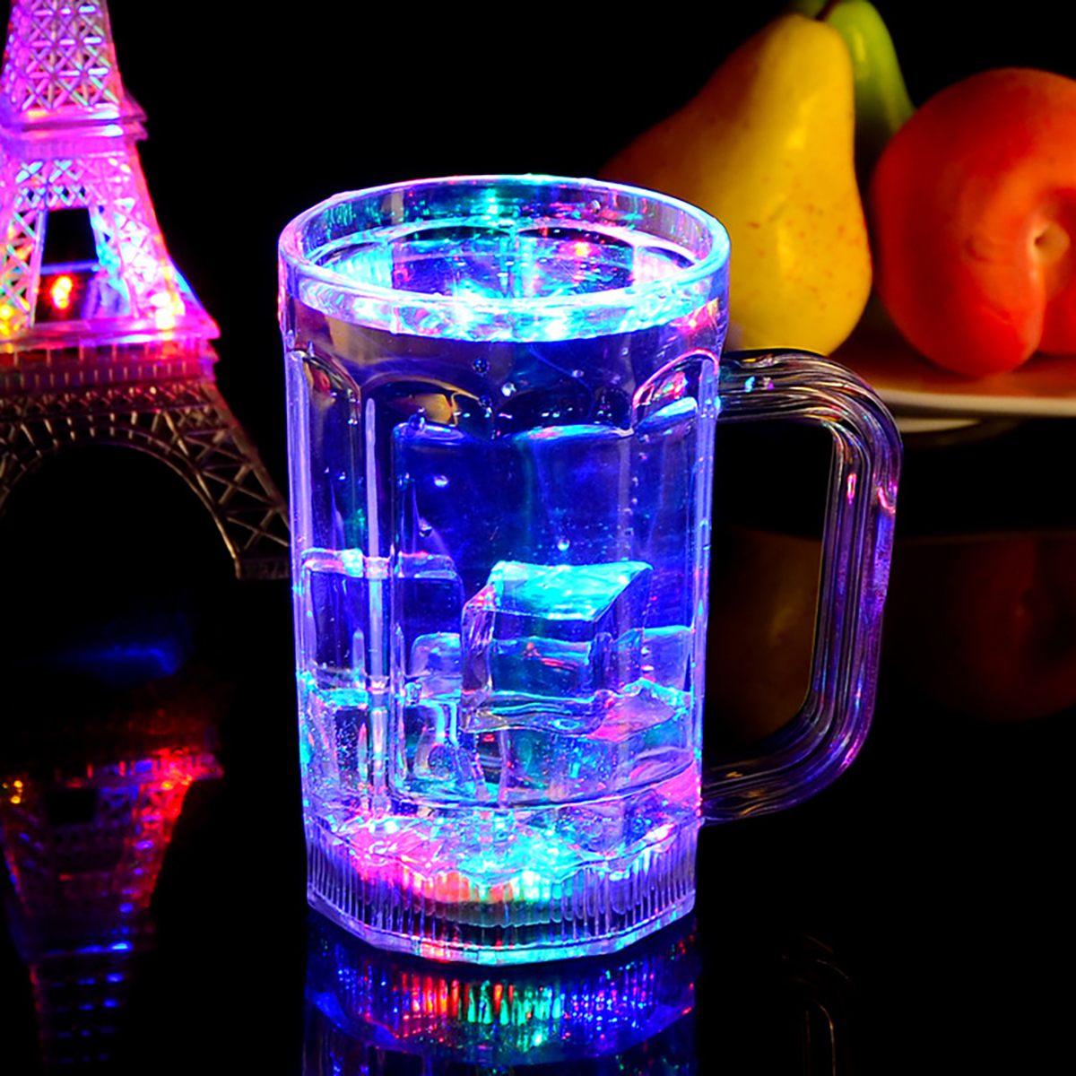 Jarra de cerveza recta de 480 ml, luz con sensor