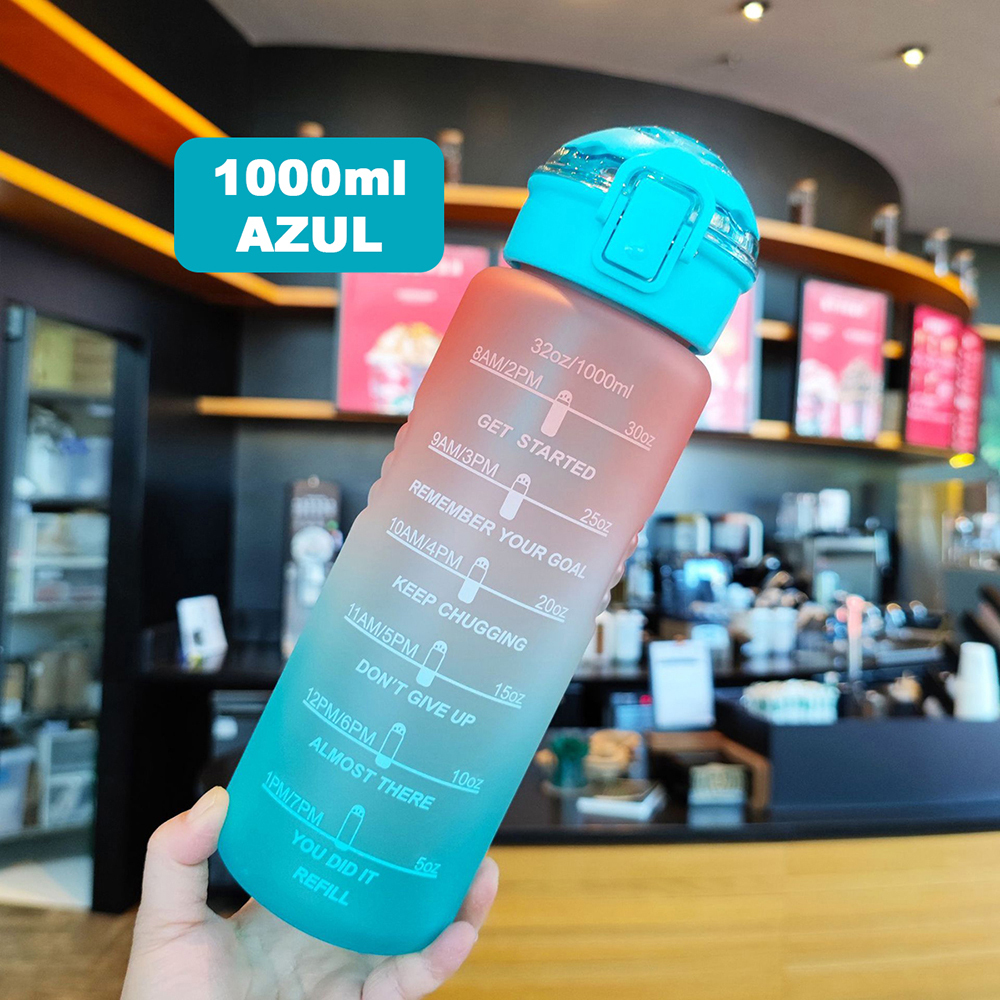 1000 ml Botella agua de plástico para deportes, exteriores y oficina