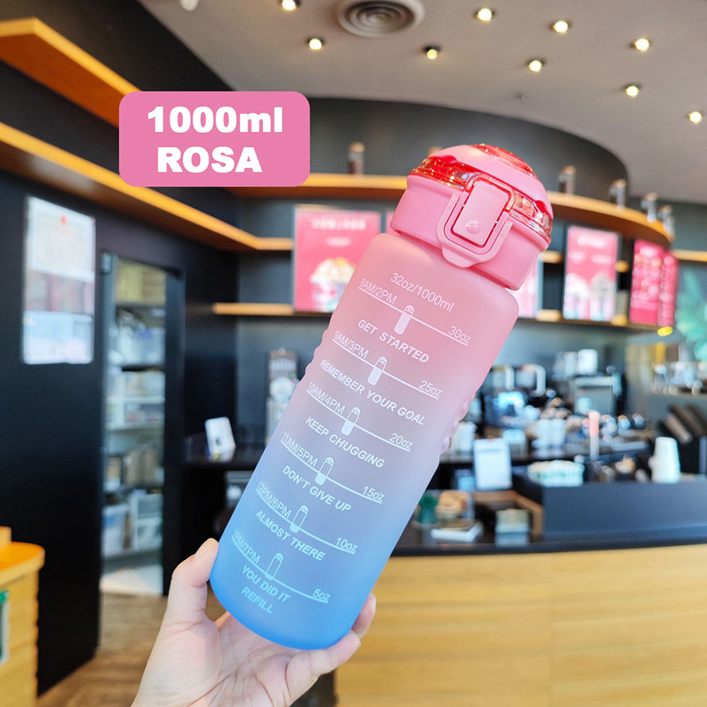 1000 ml Botella agua de plástico para deportes, exteriores y oficina