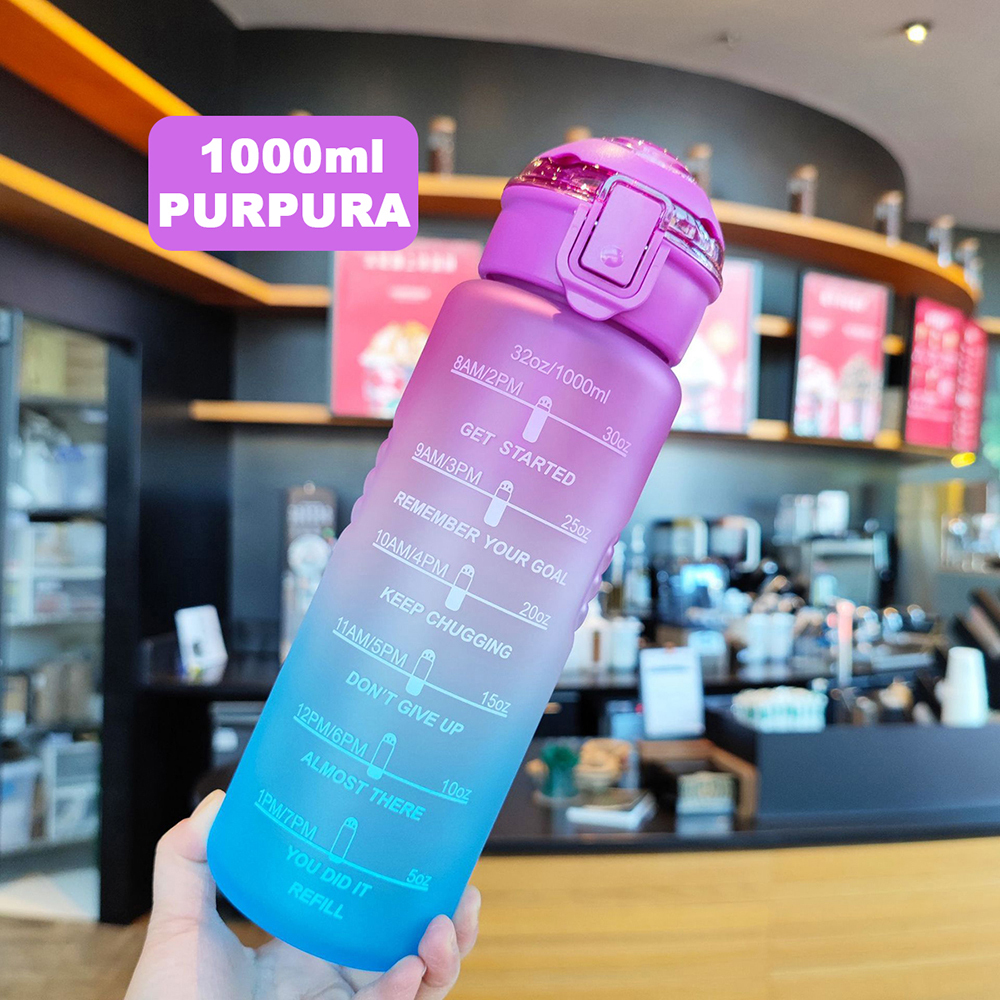 1000 ml Botella agua de plástico para deportes, exteriores y oficina