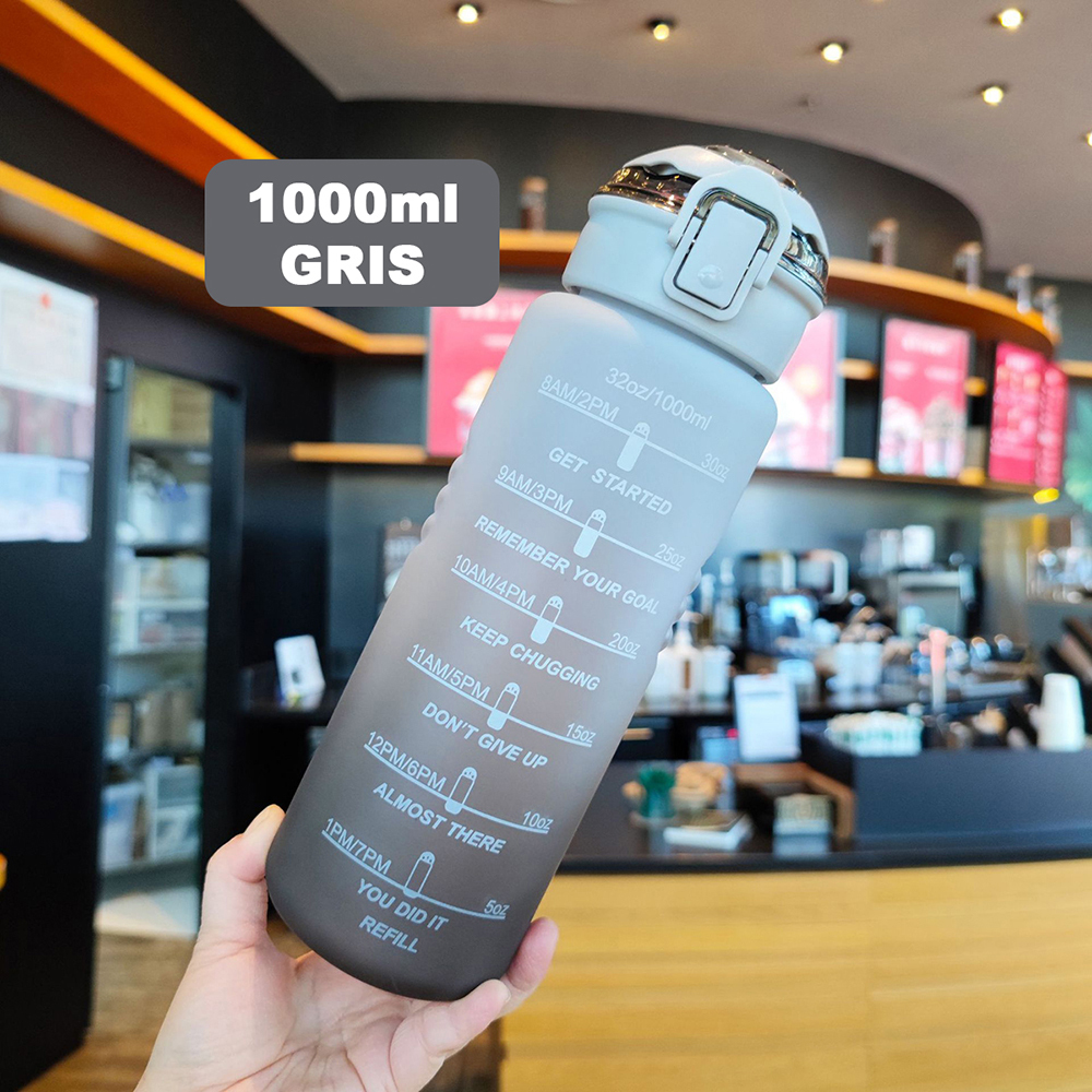 1000 ml Botella agua de plástico para deportes, exteriores y oficina