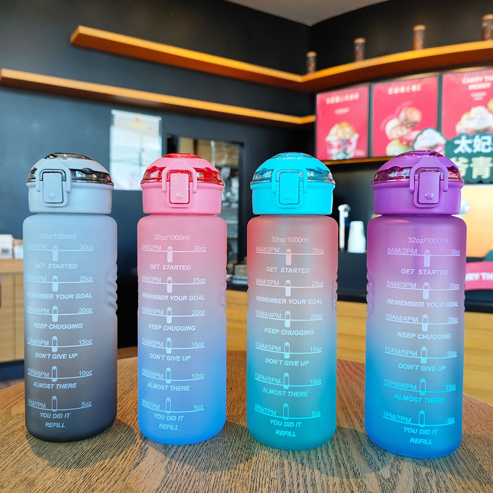 1000 ml Botella agua de plástico para deportes, exteriores y oficina