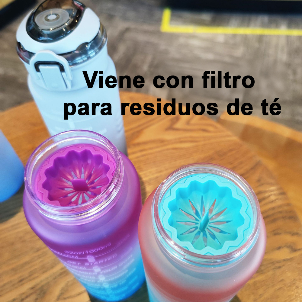 1000 ml Botella agua de plástico para deportes, exteriores y oficina