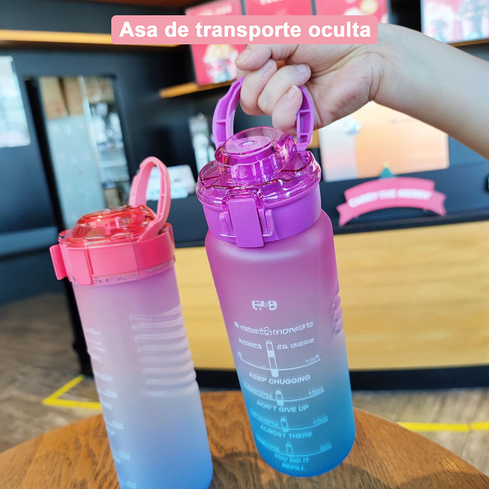1000 ml Botella agua de plástico para deportes, exteriores y oficina
