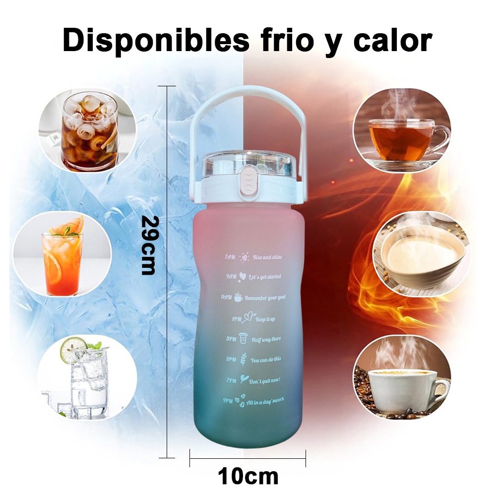 Vaso de agua con pajita de 2000 ml, adecuado para fitness al aire libre.