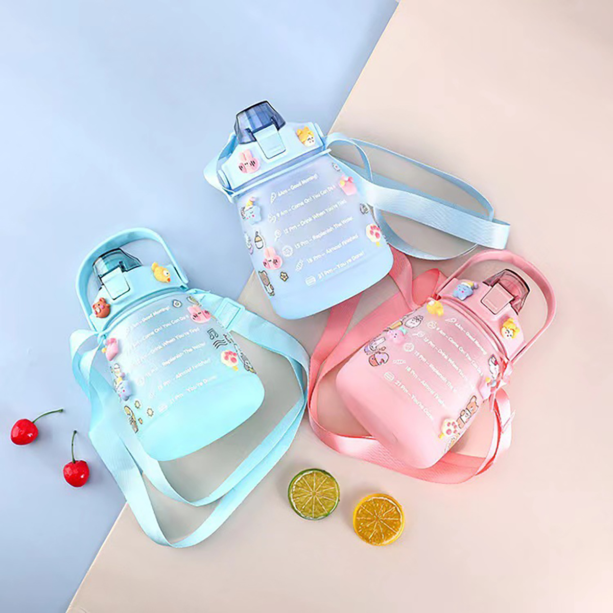 1300 ml Botella de agua de gran capacidad con pajita