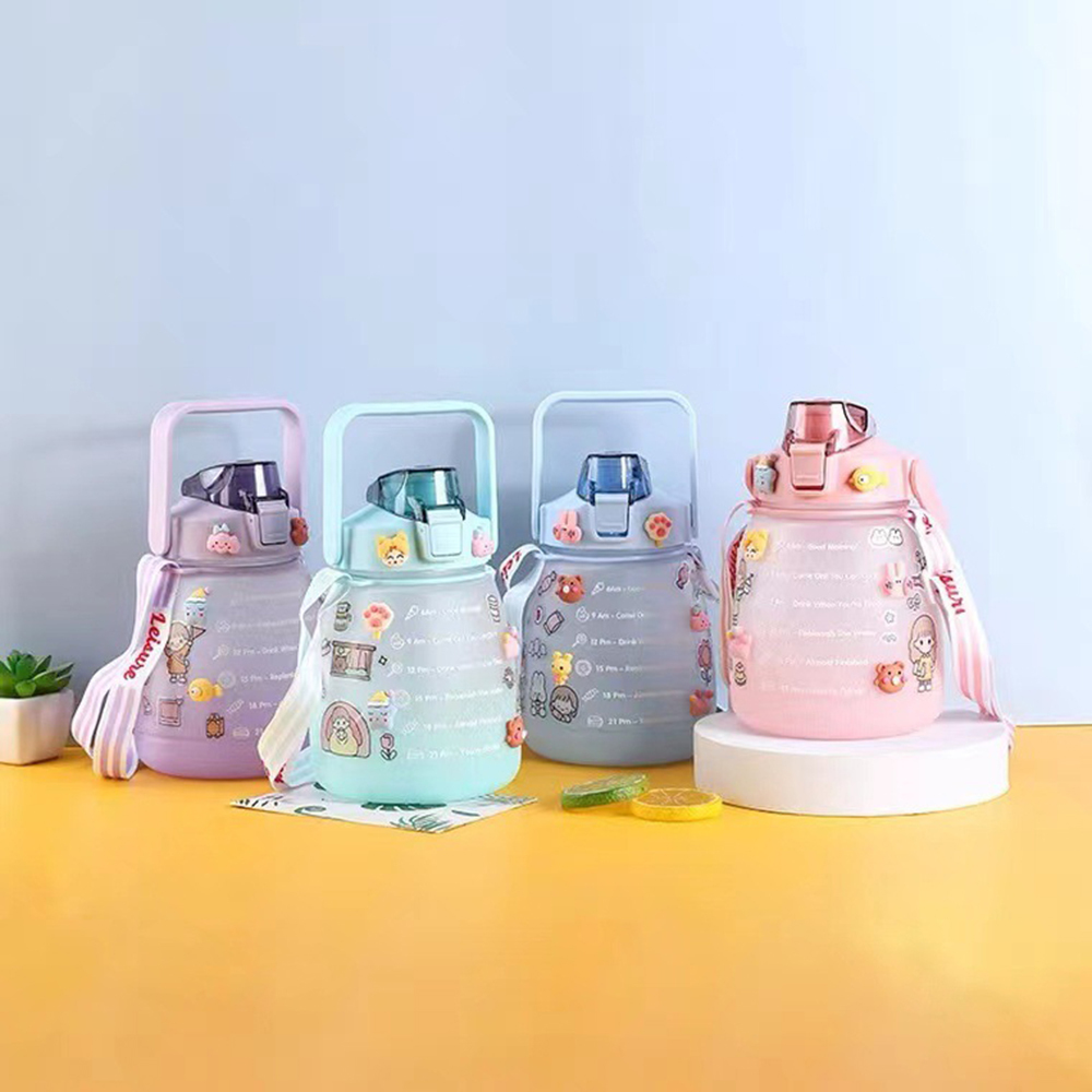 1300 ml Botella de agua de gran capacidad con pajita