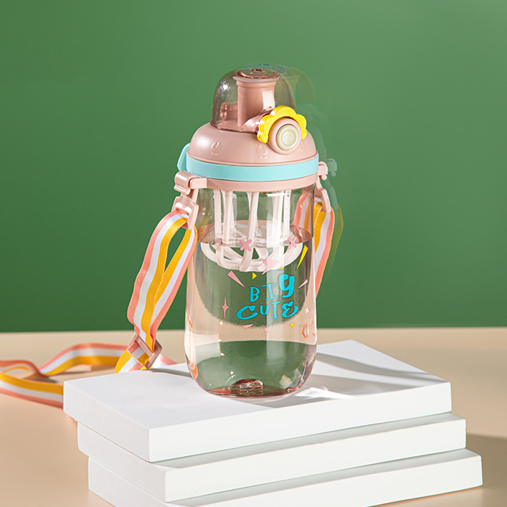 600 ml Botella de agua transparente adecuada para viajes, deportes, escuela, gimnasio