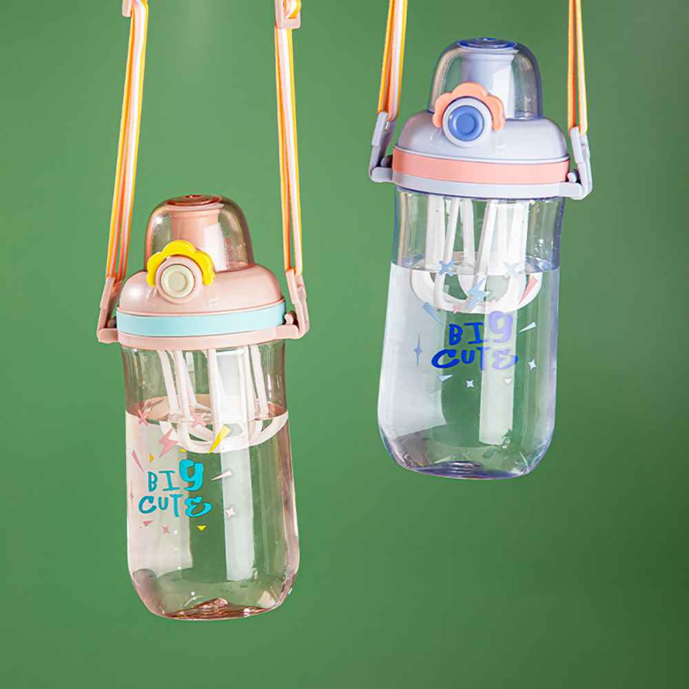 600 ml Botella de agua transparente adecuada para viajes, deportes, escuela, gimnasio