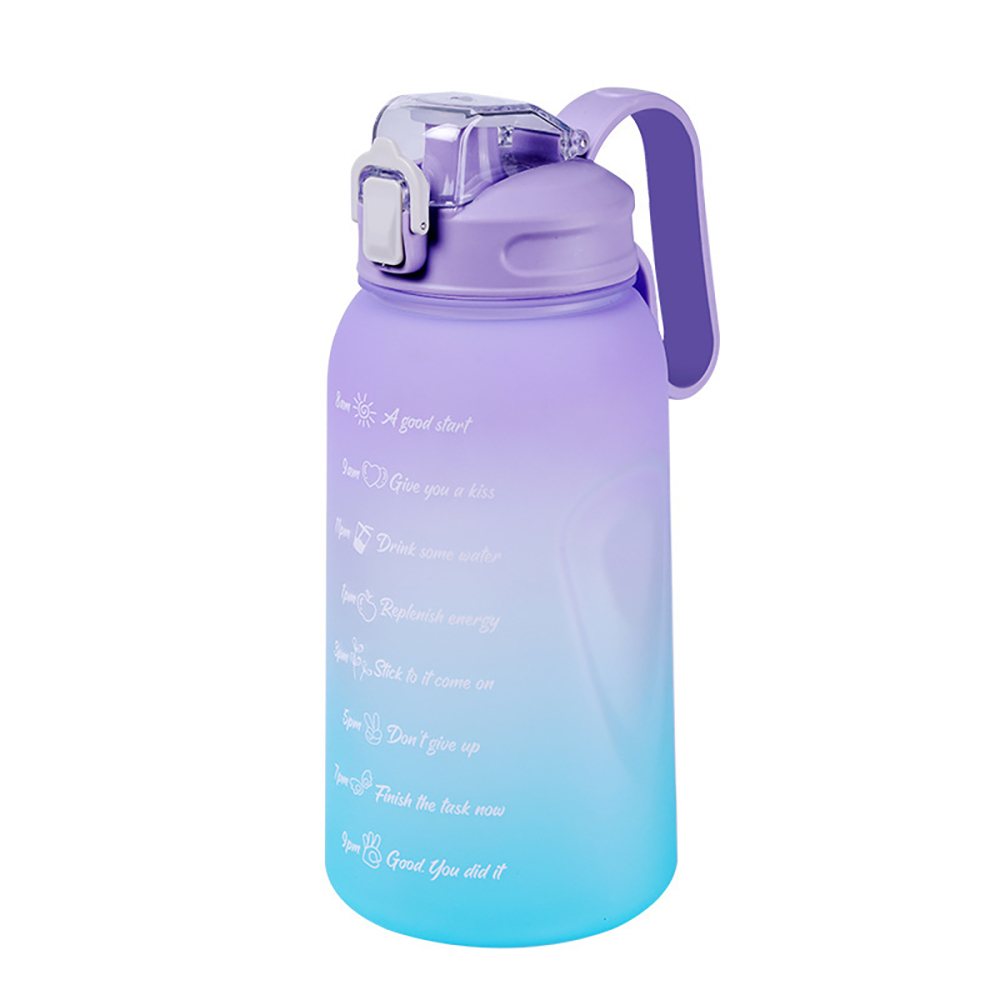 2L Botella agua gran capacidad con tapa emergente, marca tiempo y marca volumen agua