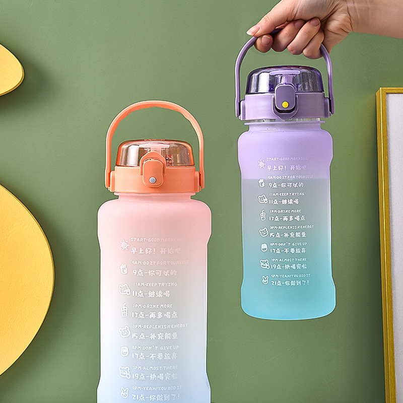 1500ml Botella de agua portátil con asa y pajita