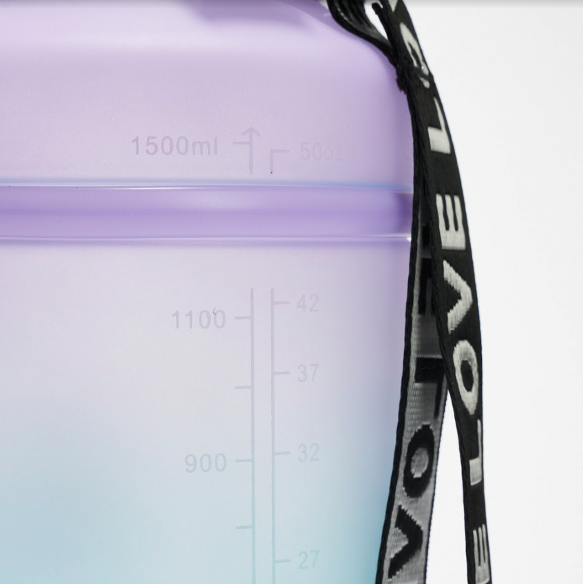 Botella de agua deportiva de gran capacidad con pajita, 2000 ml