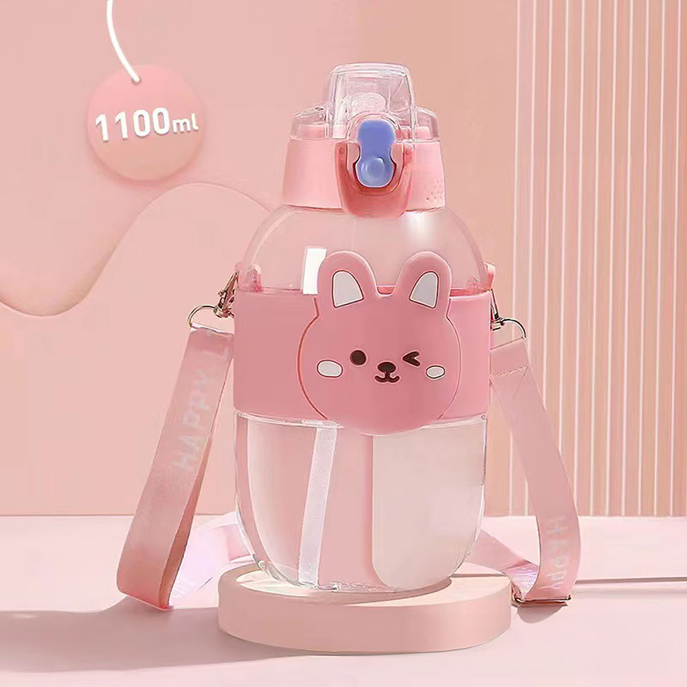 Botella agua con pajita, 1300 ml, adecuada para niños y adultos