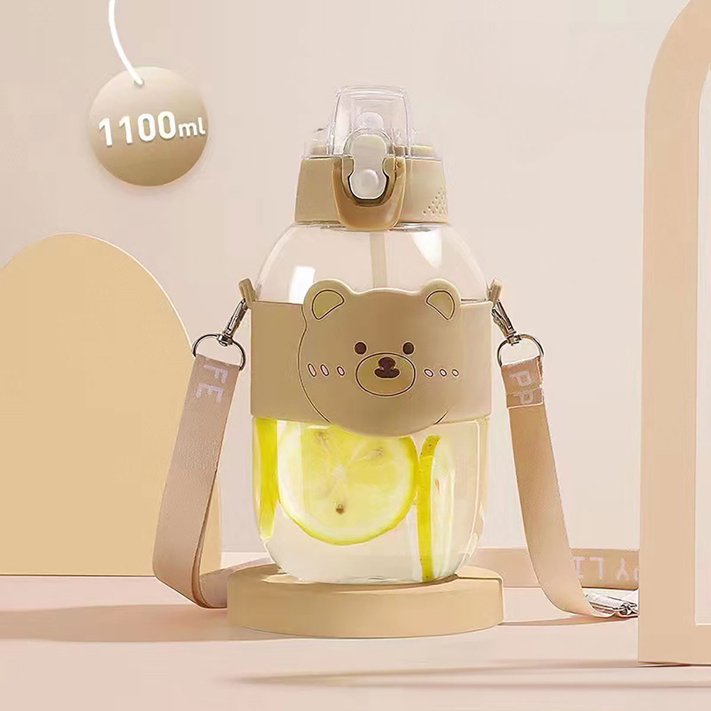 Botella agua con pajita, 1300 ml, adecuada para niños y adultos