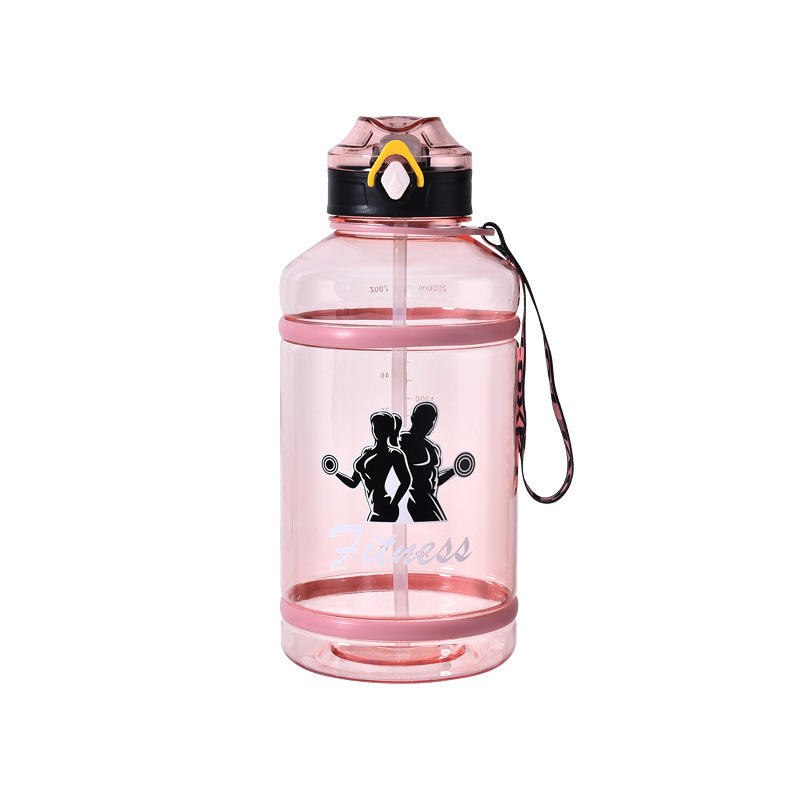 2000 ml Botella de agua deportiva, gran capacidad con pajita