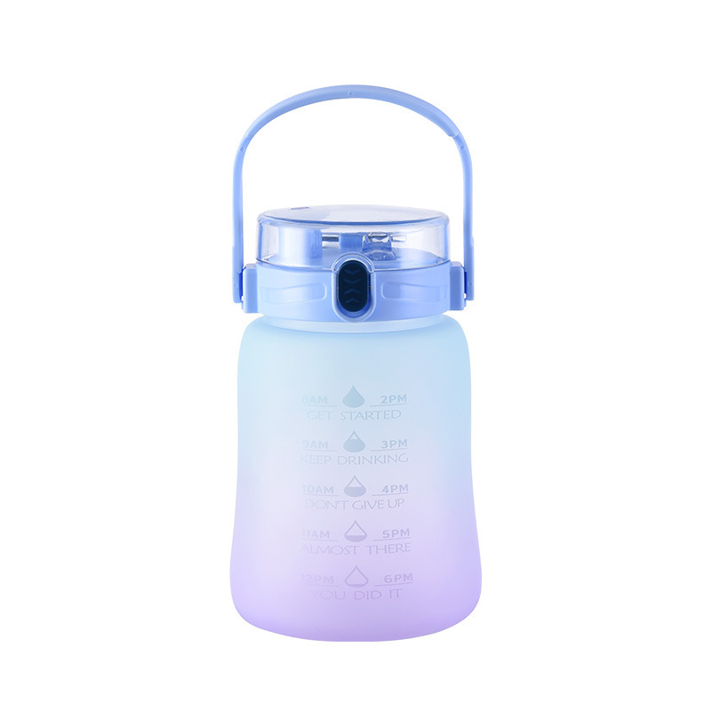 1100 ml Botella de agua con marcadores de tiempo para el gimnasio, senderismo y camping