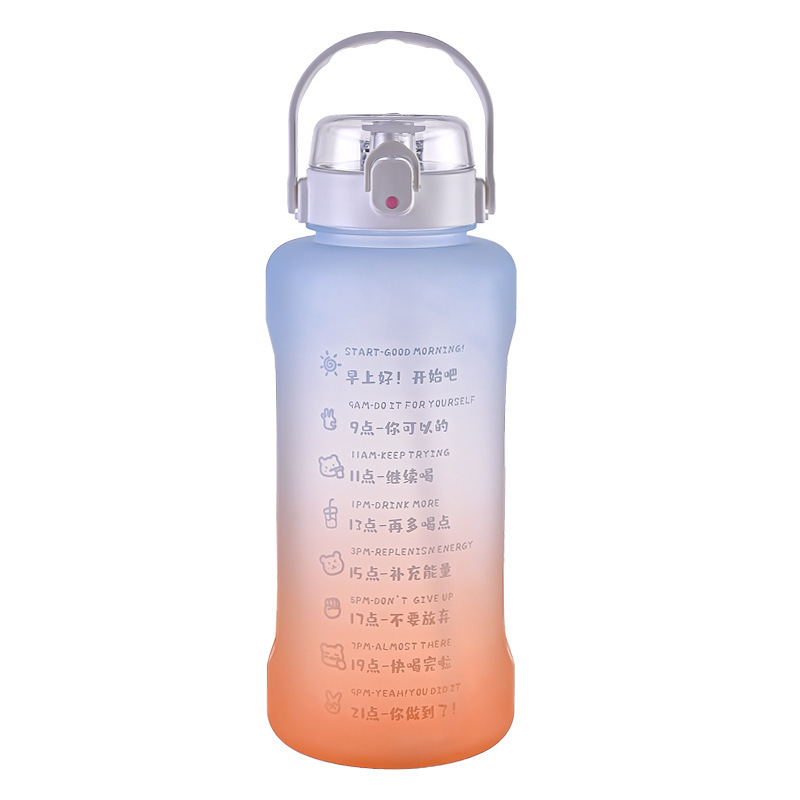 2000ml Botella de agua portátil con asa y pajita