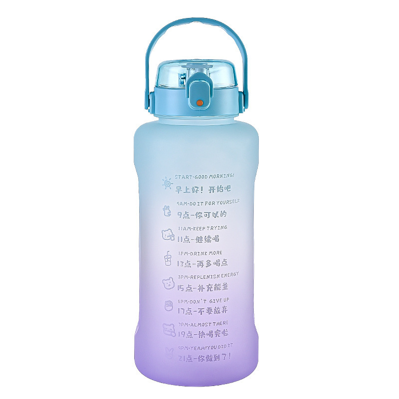 2000ml Botella de agua portátil con asa y pajita