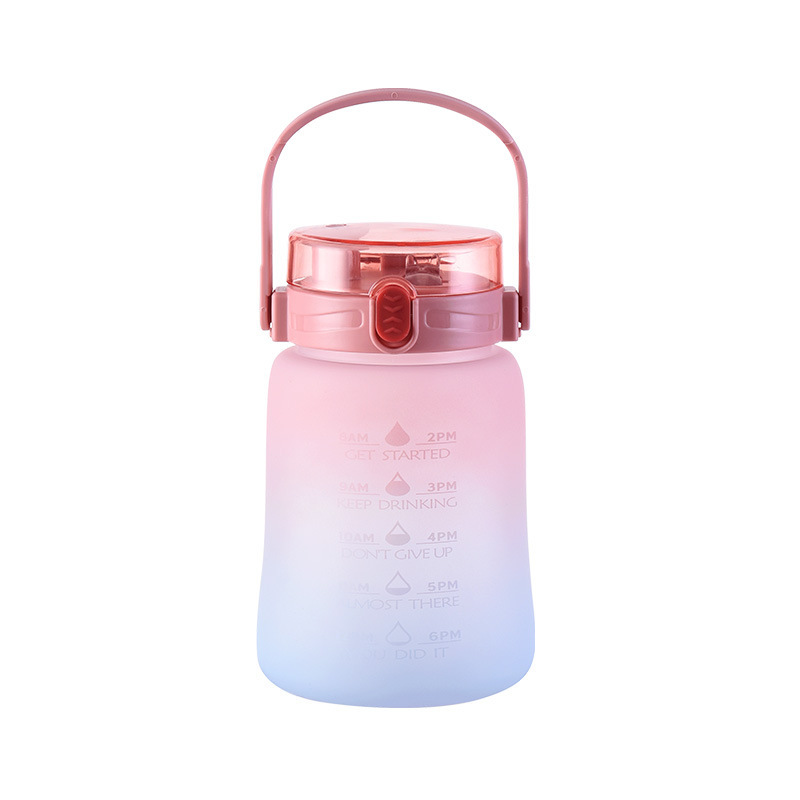 1100 ml Botella de agua con marcadores de tiempo para el gimnasio, senderismo y camping