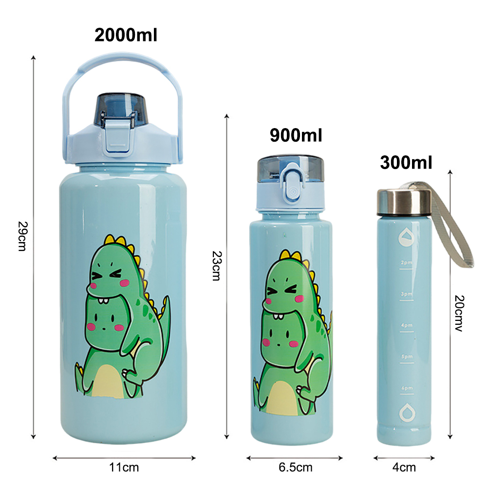 1 set/Botella agua plástico gran capacidad 2L+900ML+300ML,para deportes al aire libre, camping y senderismo, portable y bonita Copa de agua de plástico