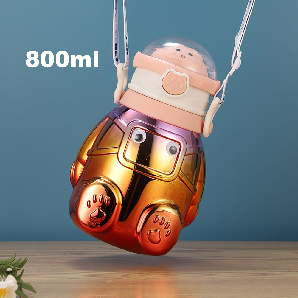 800ml Botella agua portátil gran capacidad con pajita a prueba de fugas adecuada para estudiantes, viajes y uso doméstico, sellada y a prueba de fugas
