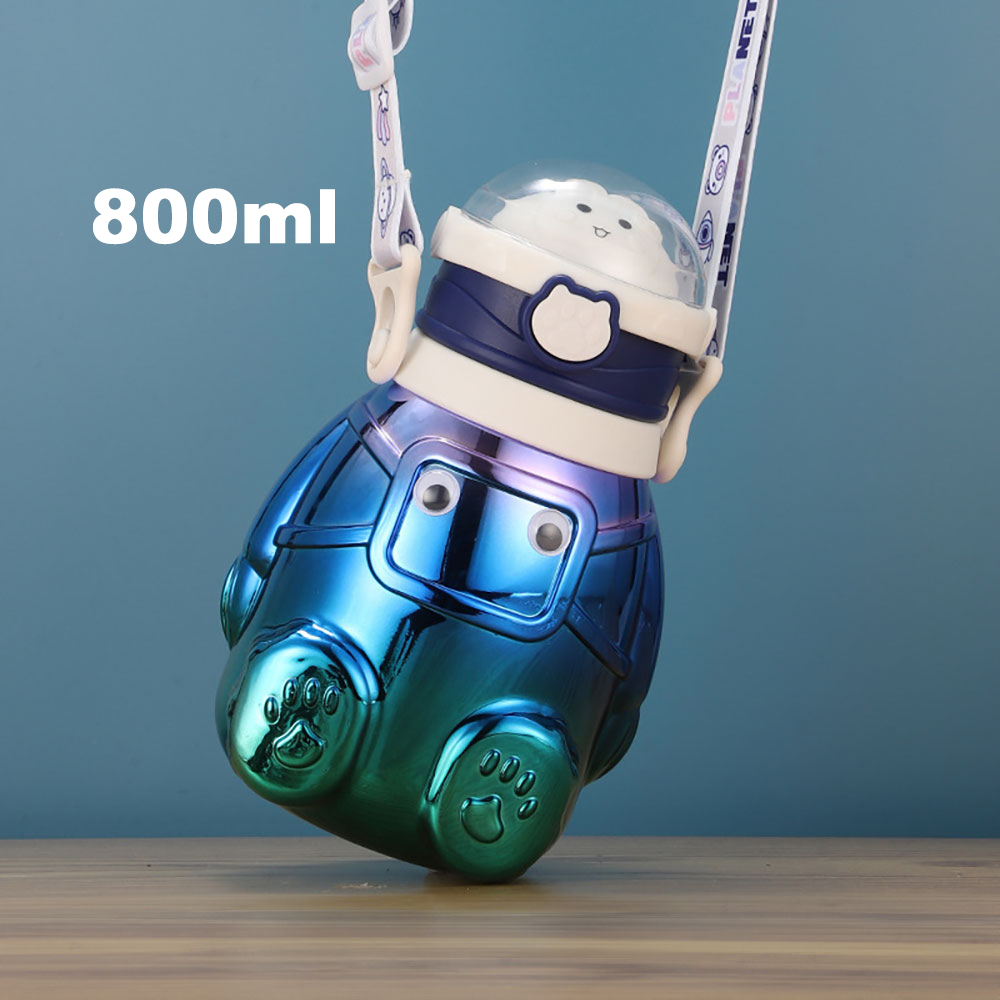 800ml Botella agua portátil gran capacidad con pajita a prueba de fugas adecuada para estudiantes, viajes y uso doméstico, sellada y a prueba de fugas