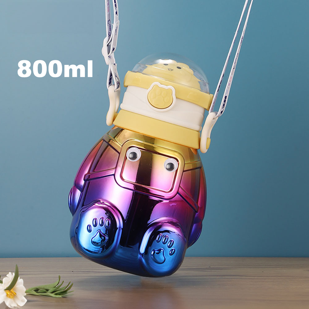 800ml Botella agua portátil gran capacidad con pajita a prueba de fugas adecuada para estudiantes, viajes y uso doméstico, sellada y a prueba de fugas