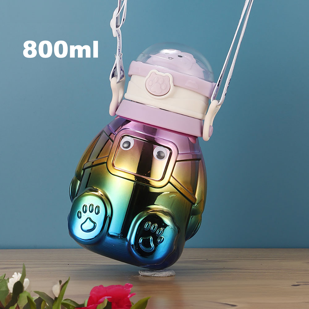 800ml Botella agua portátil gran capacidad con pajita a prueba de fugas adecuada para estudiantes, viajes y uso doméstico, sellada y a prueba de fugas