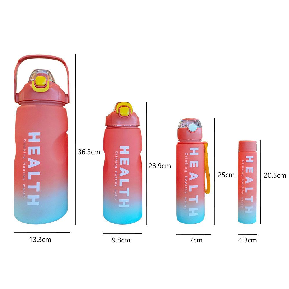 Juego 4 botellas agua de plástico PP, a prueba de fugas y duraderas, 2000 ml + 1500 ml + 700 ml + 300 ml