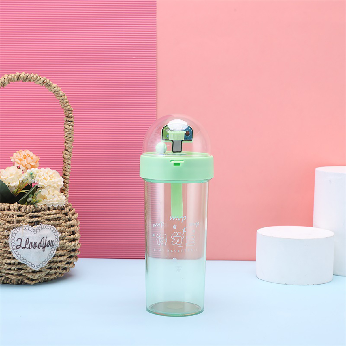 420 ml Botella agua portátil y divertida, tetera de plástico, adecuada para el hogar, campamentos y deportes al aire libre