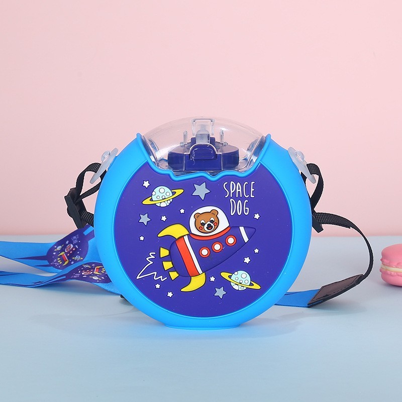 380ml Botella de agua en forma de dona,Con pajita y bandolera